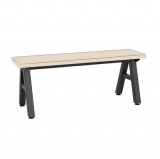 A-frame Bench, Metal Frame, Frame Color-black, 18in High X 46in Wide X 12in Deep, 1.25 Plam Top, Black,on Glide Levelers.